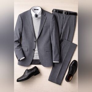 J Crew Thompson 2 Piece Suit Set Gray Wool Jacket 44L Pants W38 L32